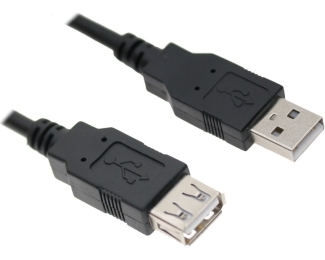 FAST ASIA Kabl USB A - USB A M/F (produni) 5m crni